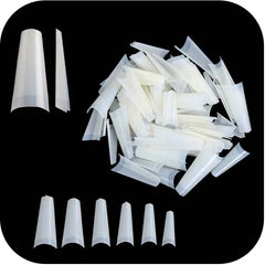 Coffin Natural Nail Tips, Half-Well 500pcs Pack (Sizes #0-9)