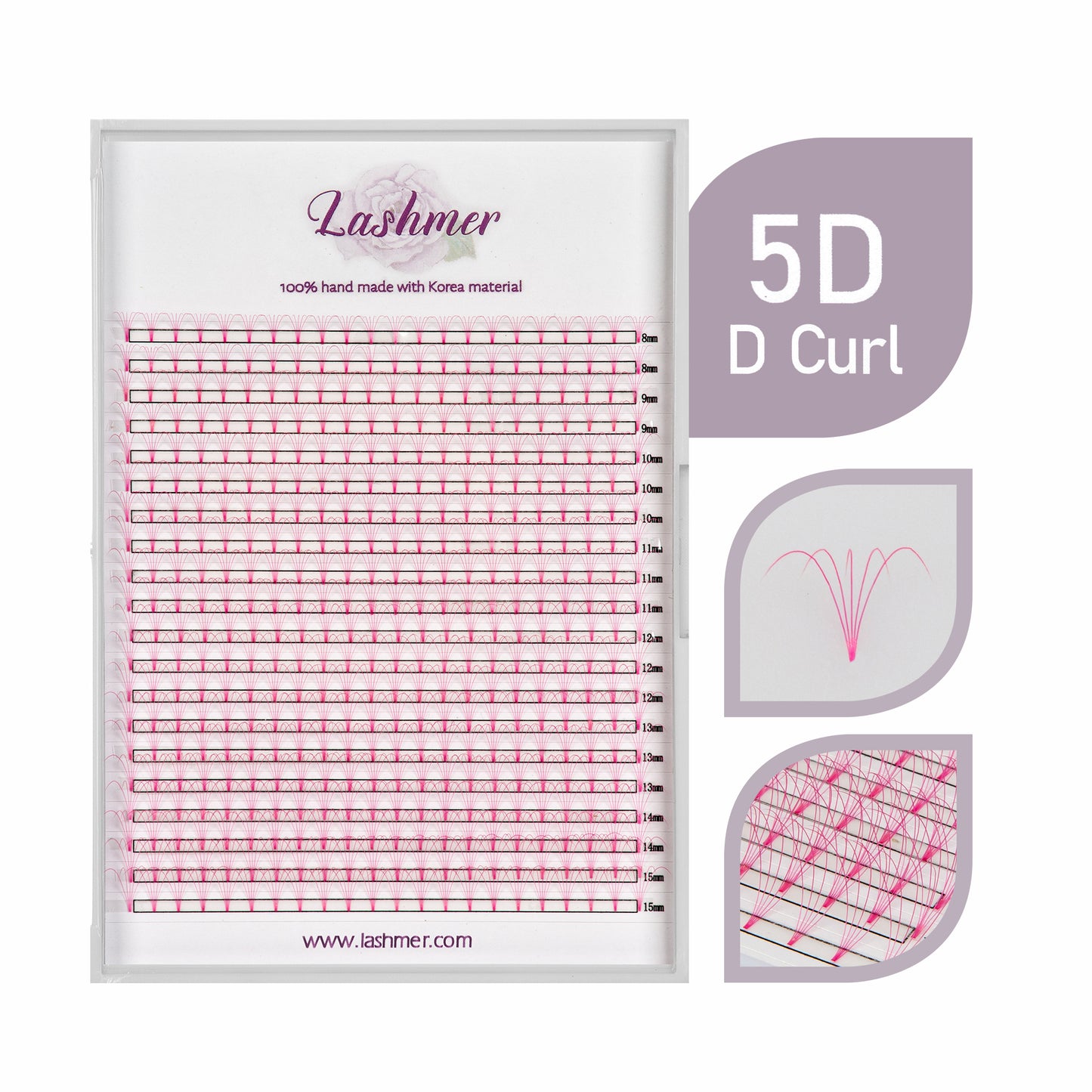 XL tray-Pink 5D Premade fans Short Stem | Lashmer