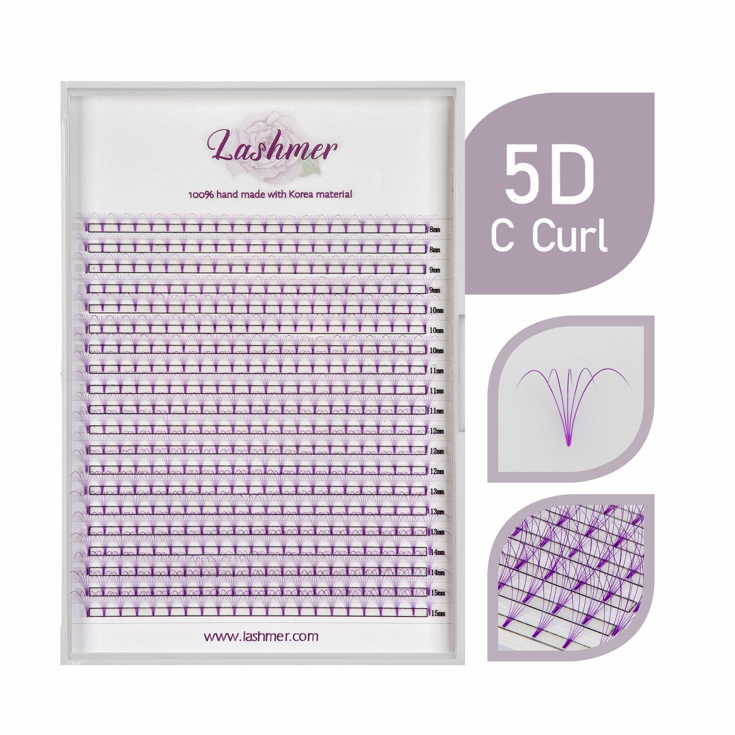 XL tray-Purple 5D Premade fans Short Stem | Lashmer