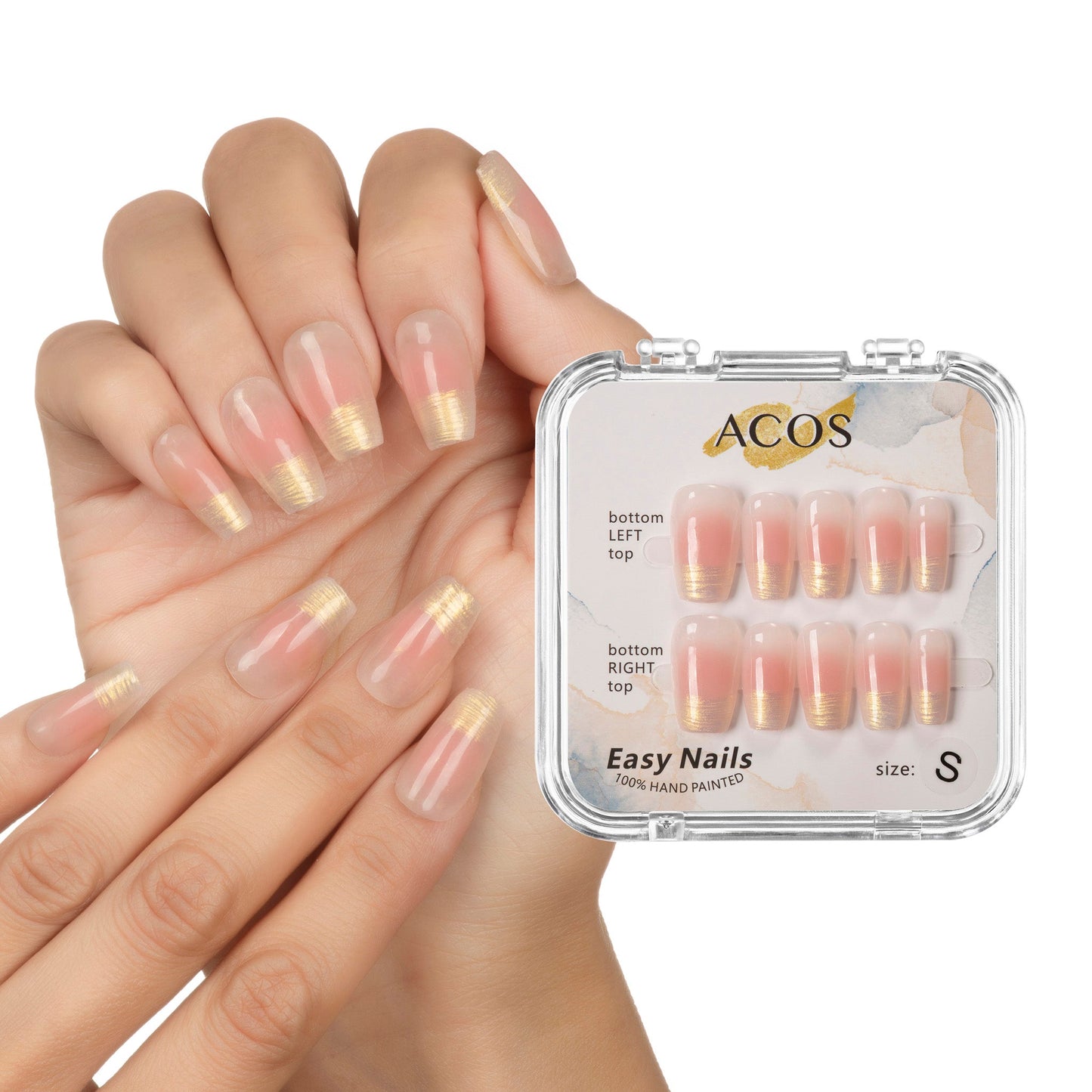 ACOS Easy Nails Medium Tips (Pinky Gold) - Lashmer