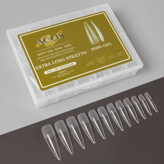 ACOS Soft Gel Nail Tips (Full Cover) - Extra Long Stiletto