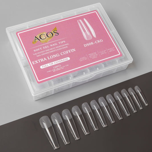 ACOS Soft Gel Nail Tips (Full Cover) - Extra Long Coffin